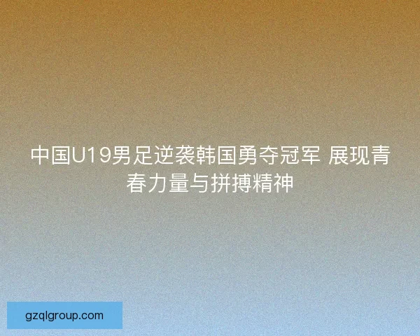 中国U19男足逆袭韩国勇夺冠军 展现青春力量与拼搏精神